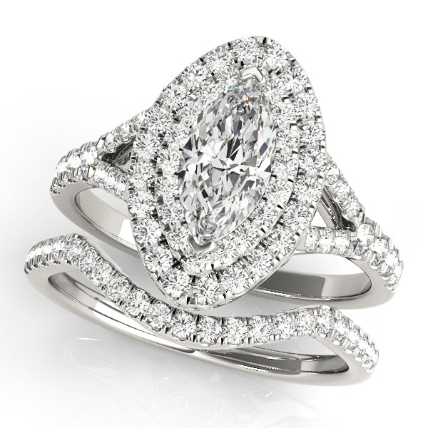 1.0 CT Marquise Diamond Halo Engagement Ring