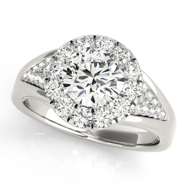 Platinum 1 CT Diamond Halo Engagement Ring