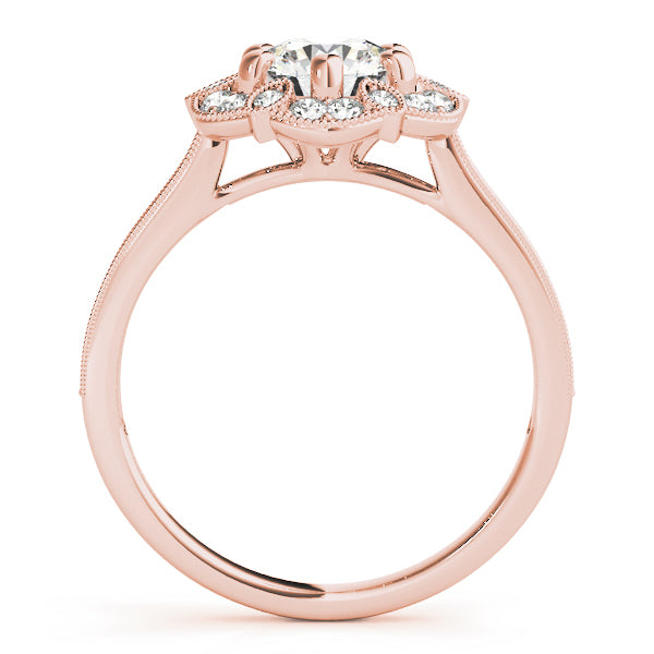 14K Rose Gold 1 ct Diamond Halo Engagement Ring
