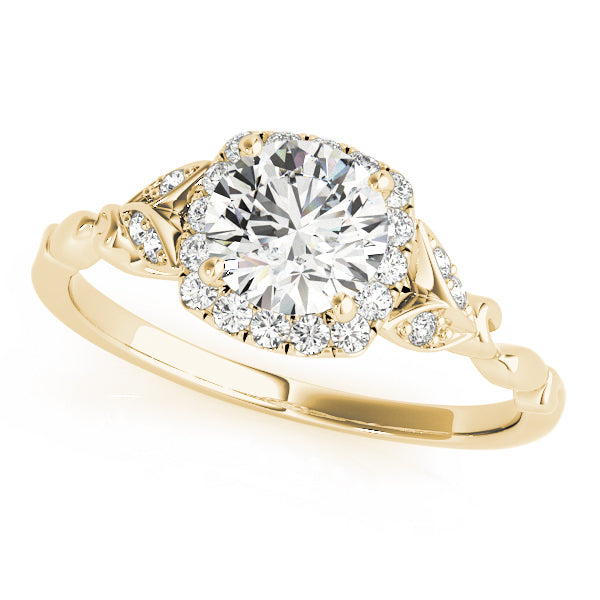 18K Yellow Gold 1 CT Diamond Halo Engagement Ring