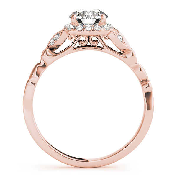 18K Rose Gold Round Diamond Halo Engagement Ring