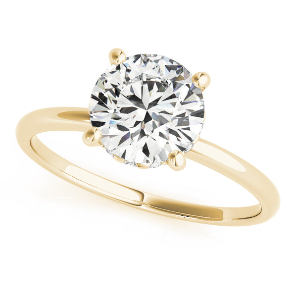 18K Yellow Gold Round Diamond Engagement Ring
