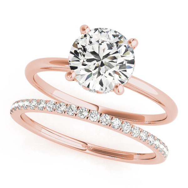 14K Rose Gold 1 ct Diamond Single Row Engagement Ring