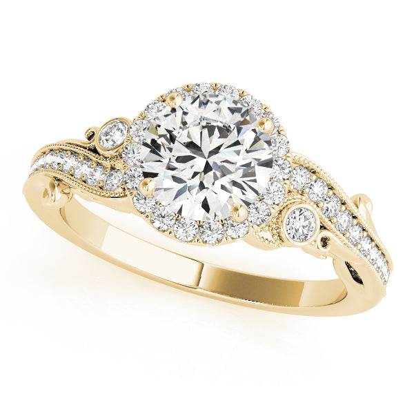 14K Yellow Gold 1.33ctw Round Diamond Halo Ring