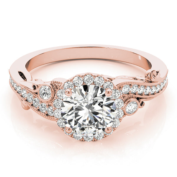 18K Rose Gold 1.33ctw Diamond Halo Engagement Ring