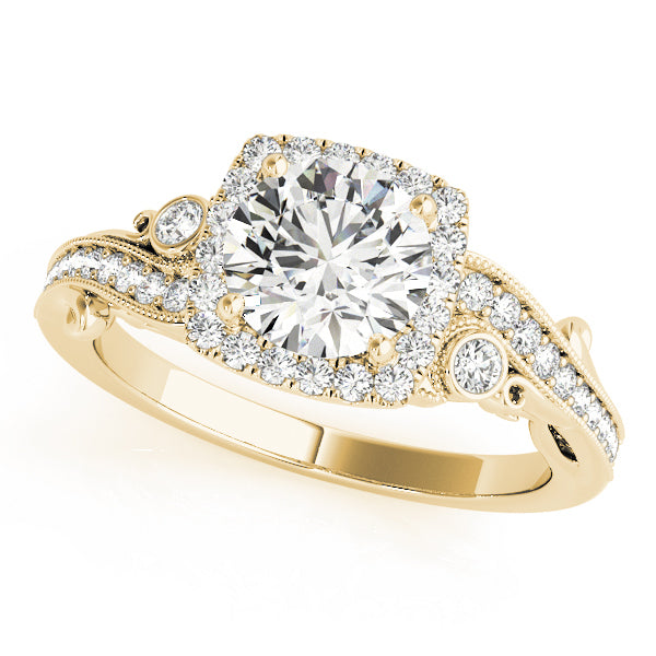 14K Yellow Gold Diamond Halo Engagement Ring 1.33ctw