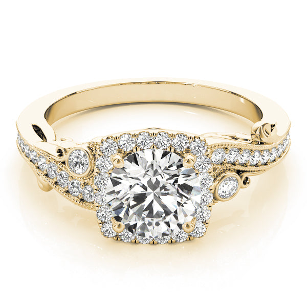 14K Yellow Gold Diamond Halo Engagement Ring 1.33ctw