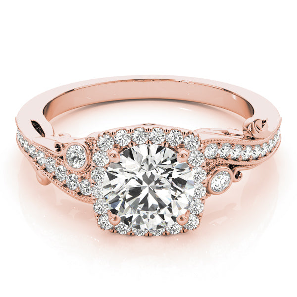 14K Rose Gold 1.33ctw Diamond Halo Engagement Ring