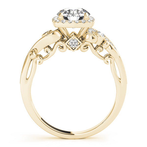 14K Yellow Gold Diamond Halo Engagement Ring 1.33ctw