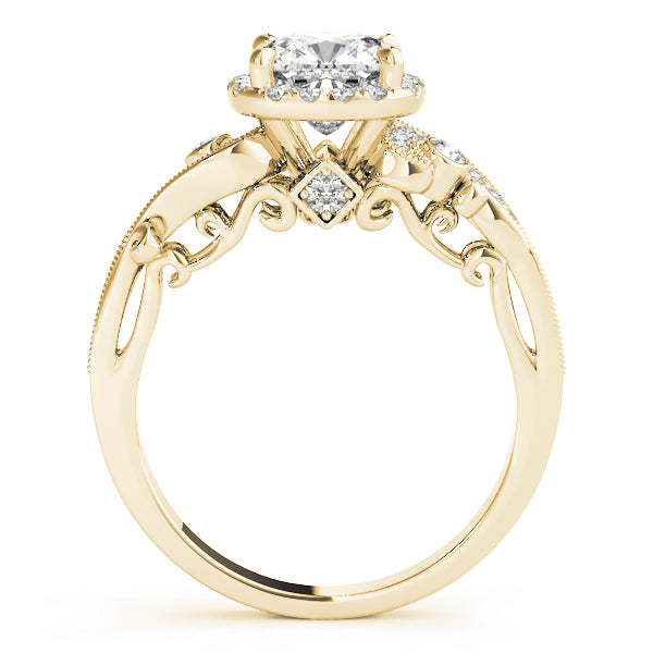 18K Yellow Gold Cushion Diamond Engagement Ring