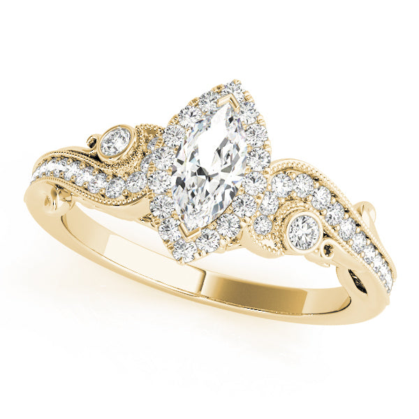 14K Yellow Gold Marquise Diamond Engagement Ring