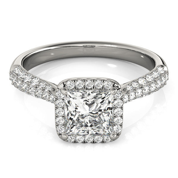14K White Gold Diamond Halo Engagement Ring
