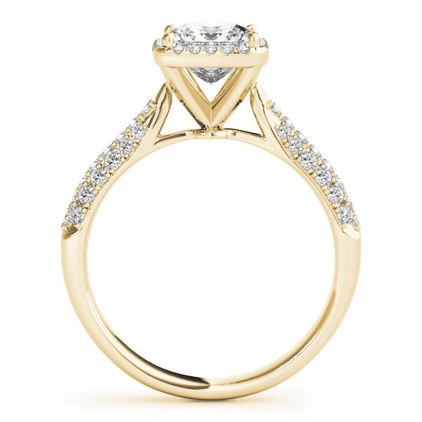18K Yellow Gold Diamond Halo Engagement Ring