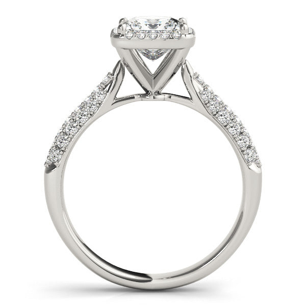 18K White Gold Diamond Halo Engagement Ring