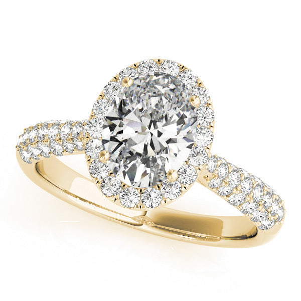 18K Yellow Gold 0.5ctw Oval Diamond Halo Ring