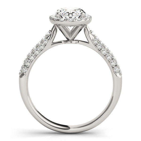 14K White Gold Oval Diamond Engagement Ring with Halo