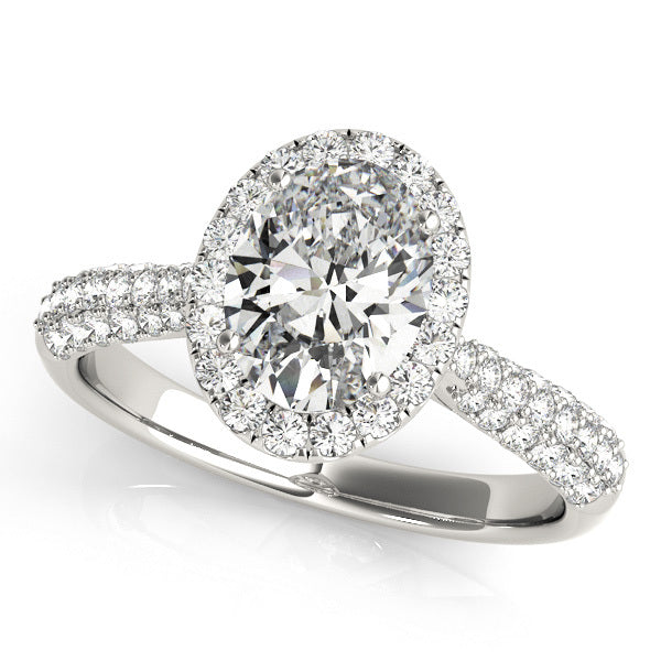 Platinum Oval Diamond Halo Engagement Ring 0.5 ctw