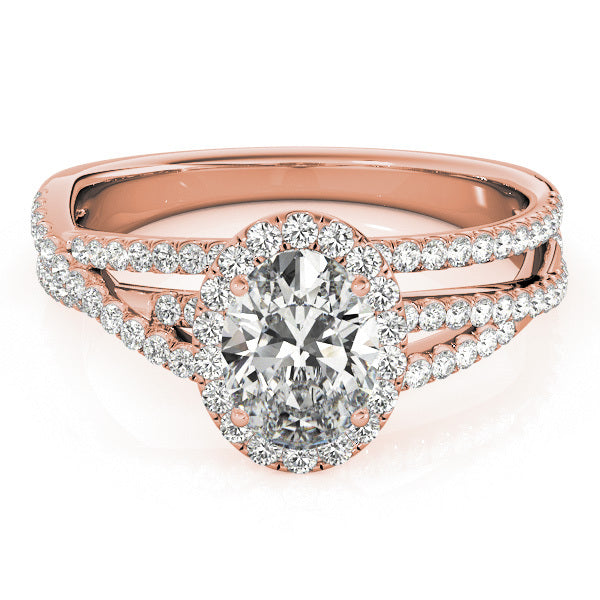 18K Rose Gold Round Diamond Halo Ring
