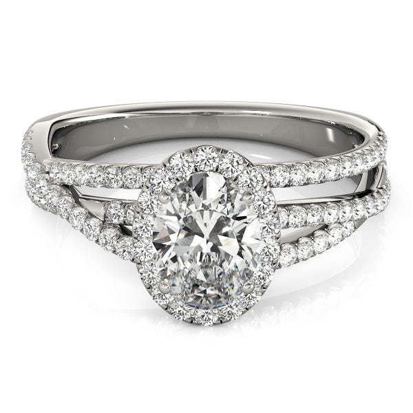 18K White Gold Round Diamond Halo Ring