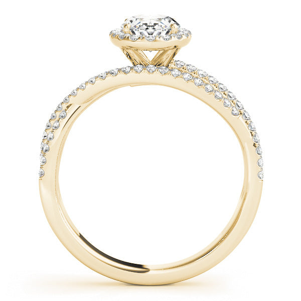 14K Yellow Gold Round Diamond Halo Ring