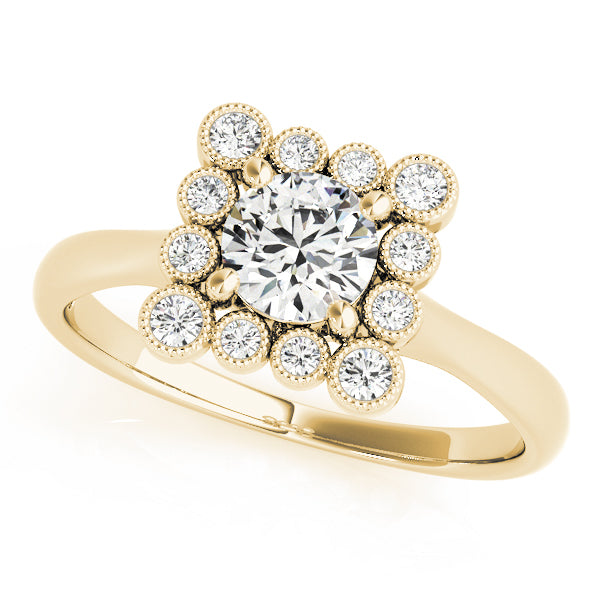 14K Yellow Gold 1 CT Round Diamond Halo Ring