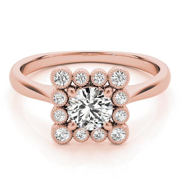 14K Rose Gold Diamond Halo Engagement Ring 1+ ctw