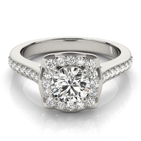 14K White Gold 1.33ctw Diamond Halo Engagement Ring