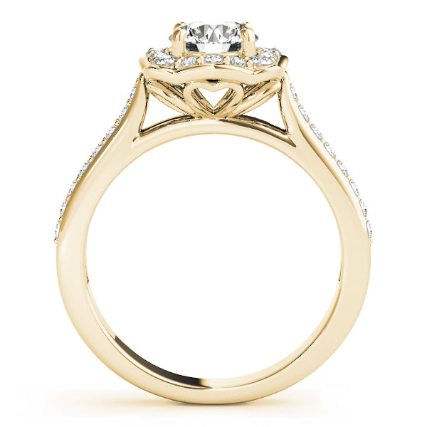 14K Yellow Gold 1.33ctw Diamond Halo Engagement Ring