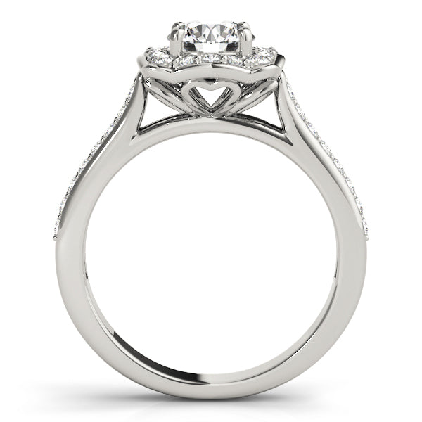 18K White Gold 1.33ctw Diamond Halo Engagement Ring