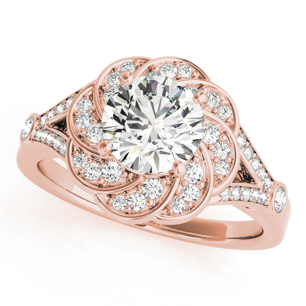 14K Rose Gold 1 CT Diamond Halo Engagement Ring