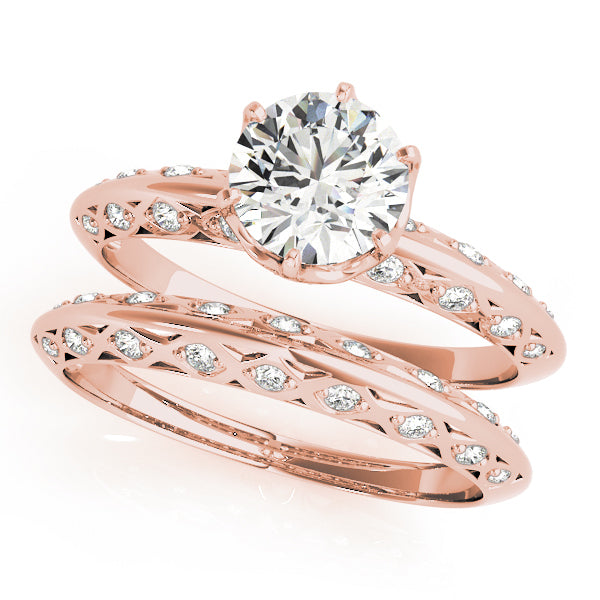 18K Rose Gold 1 ct Diamond Vintage Engagement Ring