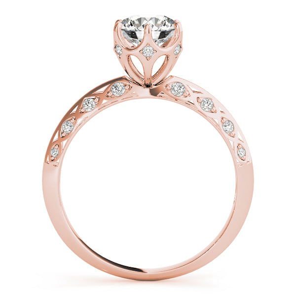 18K Rose Gold 1 ct Diamond Vintage Engagement Ring