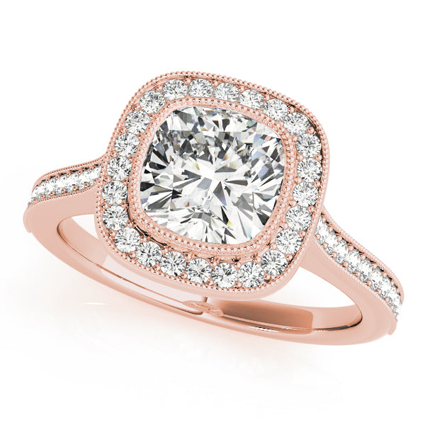 14K Rose Gold Cushion Diamond Engagement Ring