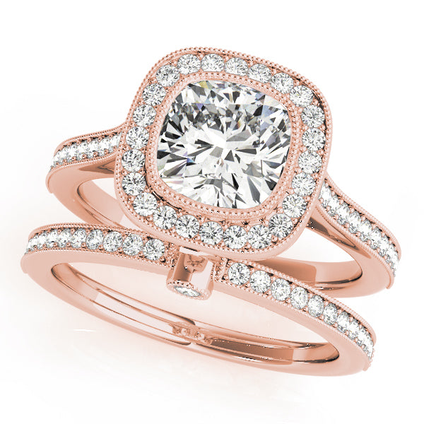 14K Rose Gold Cushion Diamond Engagement Ring