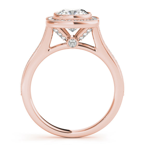 14K Rose Gold Cushion Diamond Engagement Ring