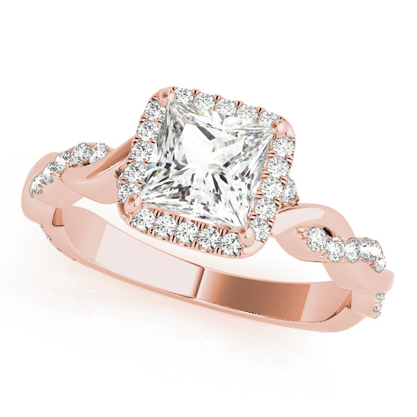 18K Rose Gold 0.5 CT Diamond Halo Engagement Ring