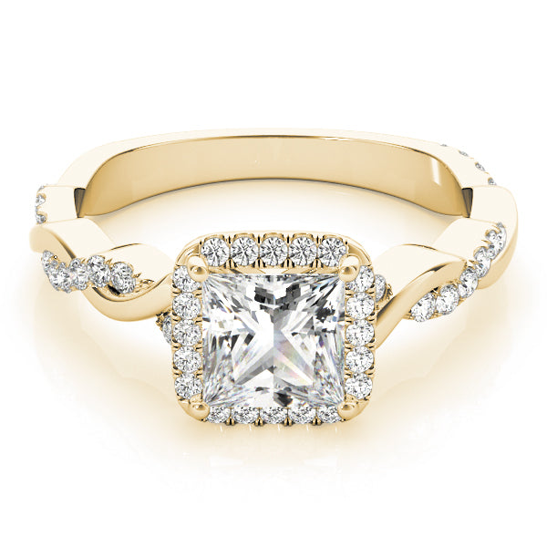 14K Yellow Gold Diamond Halo Engagement Ring 0.5ctw