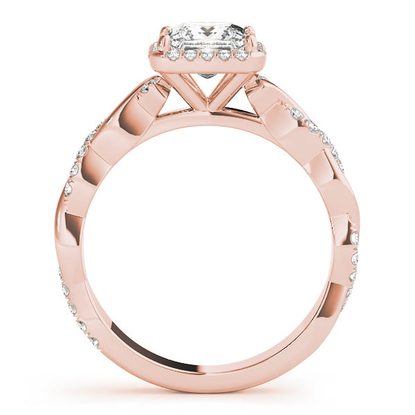 18K Rose Gold 0.5 CT Diamond Halo Engagement Ring