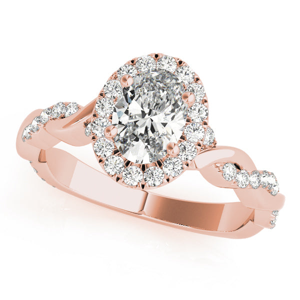 Rose Gold 1/2 CT Diamond Oval Halo Engagement Ring