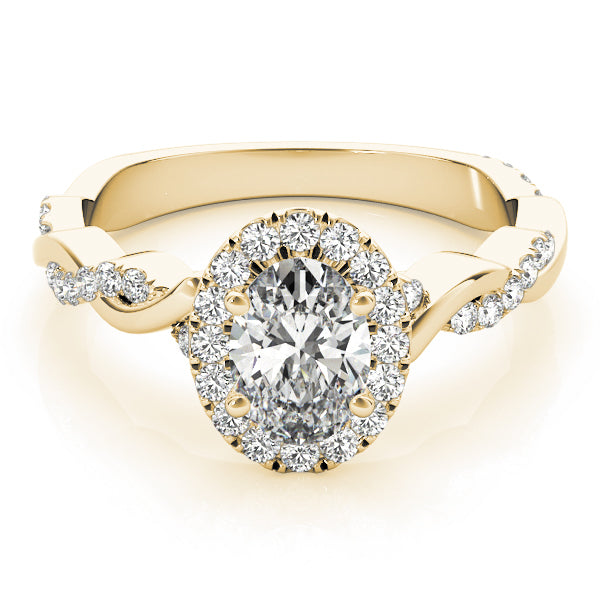 18K Yellow Gold Oval Diamond Engagement Ring with Halo