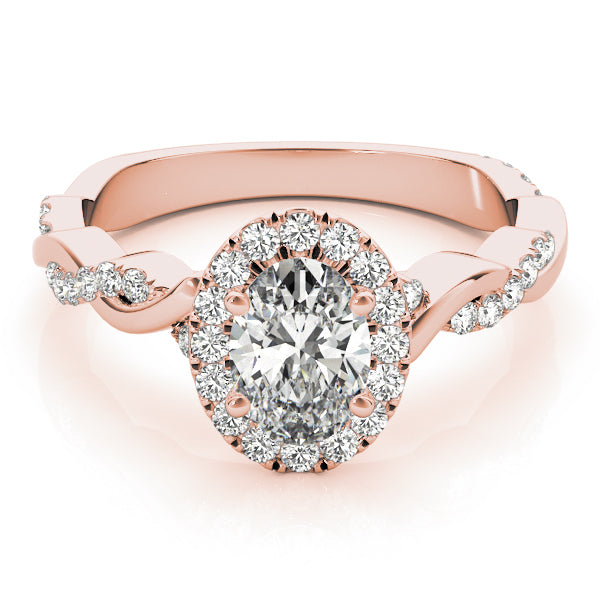 Rose Gold Oval Diamond Halo Engagement Ring - 0.5ctw