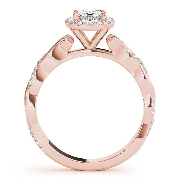 Rose Gold 1/2 CT Diamond Oval Halo Engagement Ring