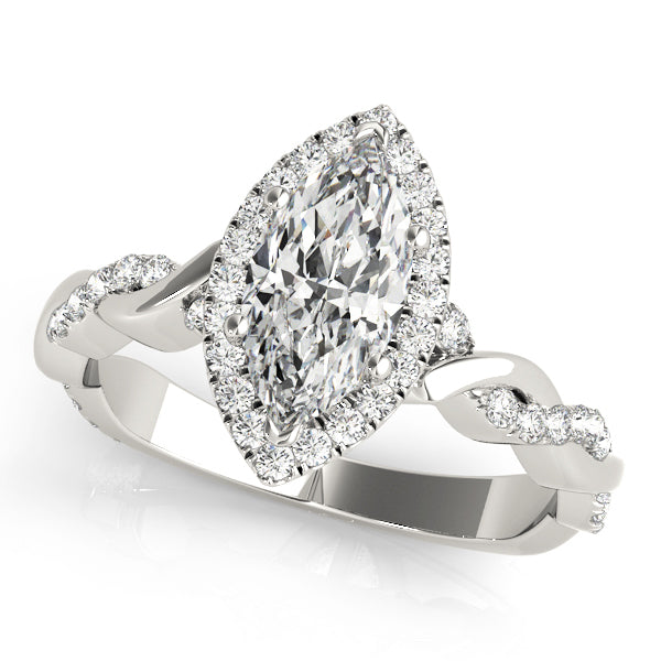 1.0 CT Marquise Diamond Halo Engagement Ring