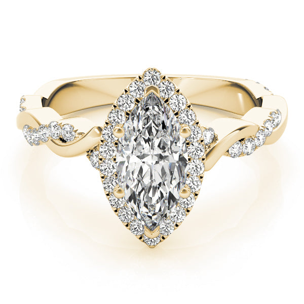 14K Yellow Gold Marquise Diamond Halo Ring