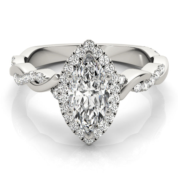 1.0 CT Marquise Diamond Halo Engagement Ring