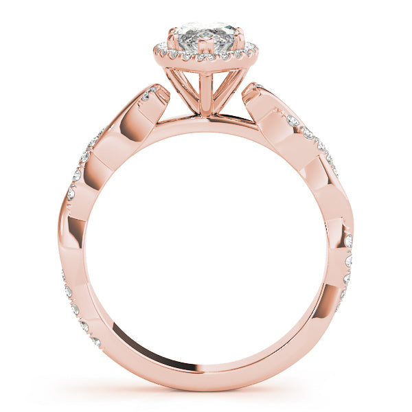 14K Rose Gold 1 CT Marquise Diamond Halo Ring