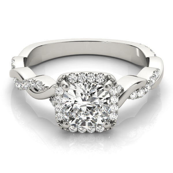 18K White Gold 1.33ctw Cushion Diamond Halo Ring