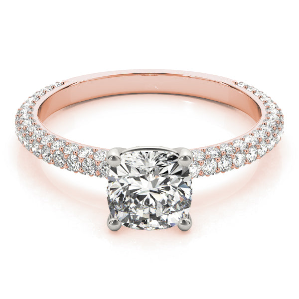 14K Rose Gold Cushion Diamond Pave Ring