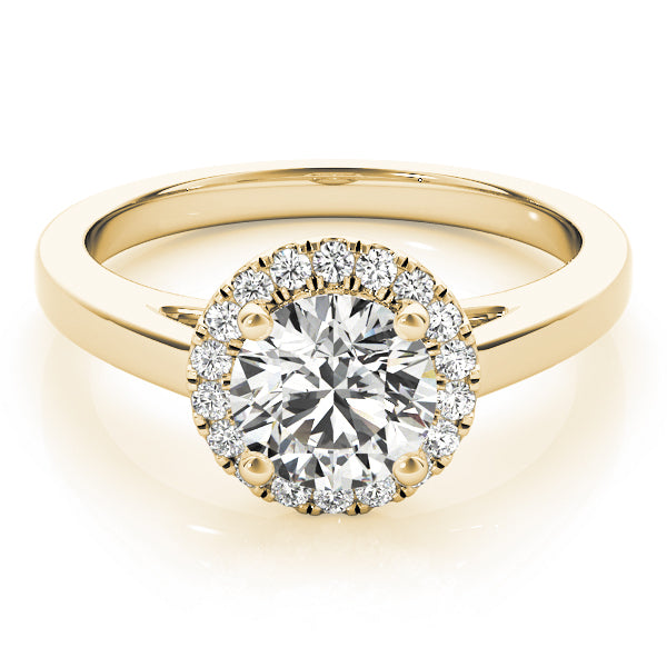 14K Yellow Gold Round Diamond Halo Engagement Ring