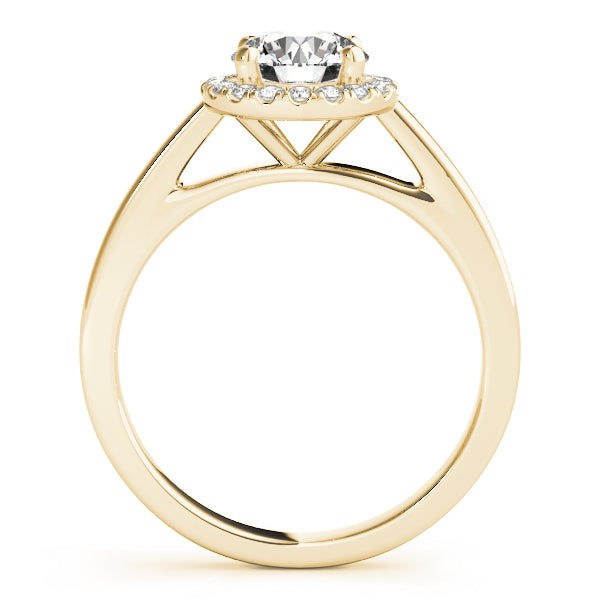 14K Yellow Gold Round Diamond Halo Engagement Ring